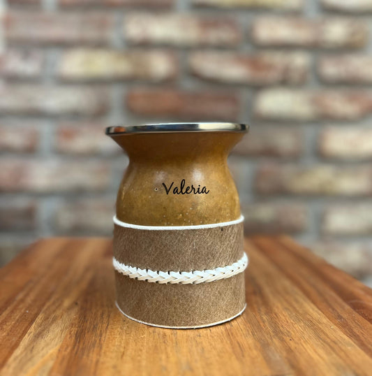 Mate criollo con virola + posamate con costura