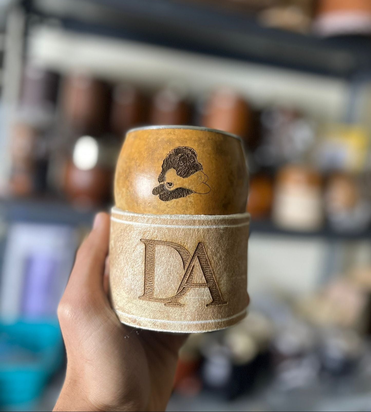 Mate pulido virola chata + posamate cuero costura