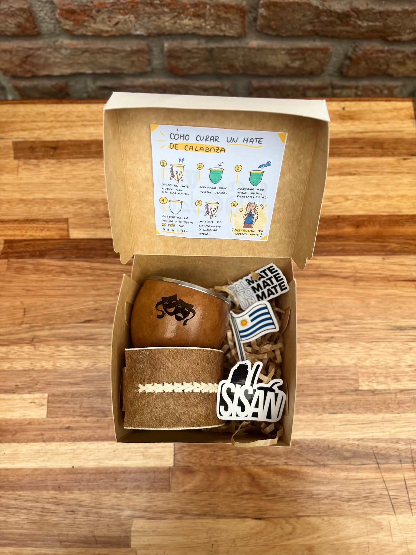 Mate pulido boquilla chata + posamate cuero costura