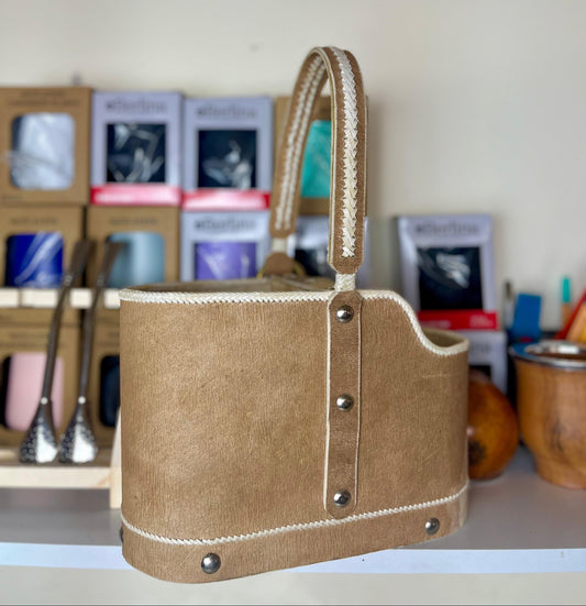 Matera cuero crudo - Doble costura y asa