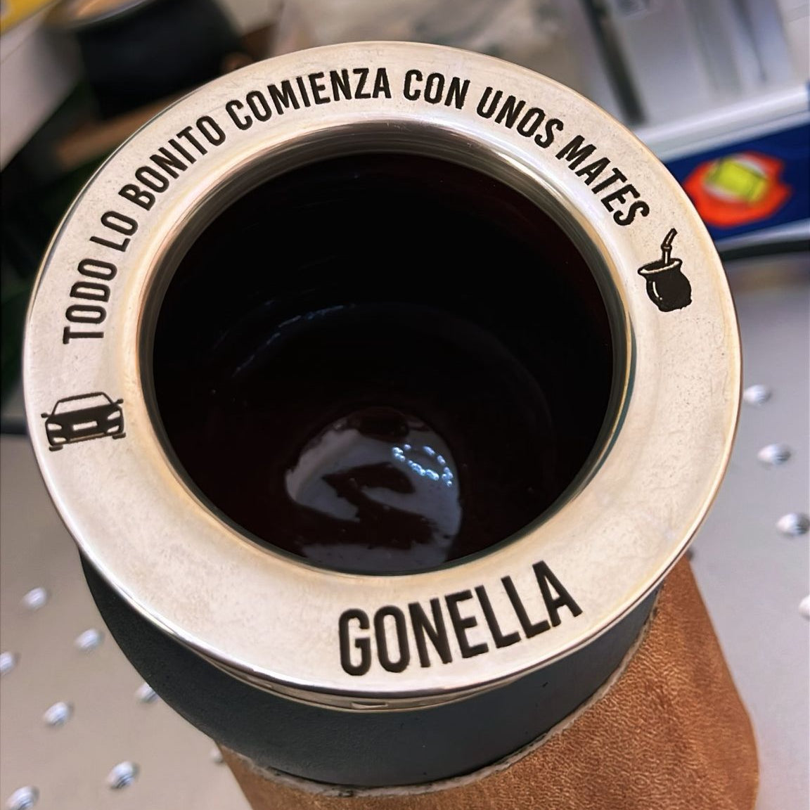 Mate Imperial virola lisa grabado láser