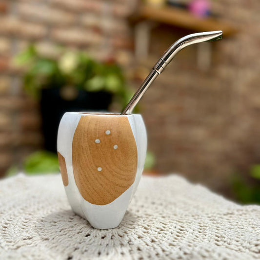 Mate Ranchero de algarrobo + bombilla alpaca pico loro.