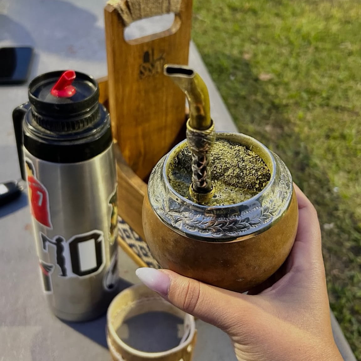 Mate torpedo pulido virola alpaca cincelada