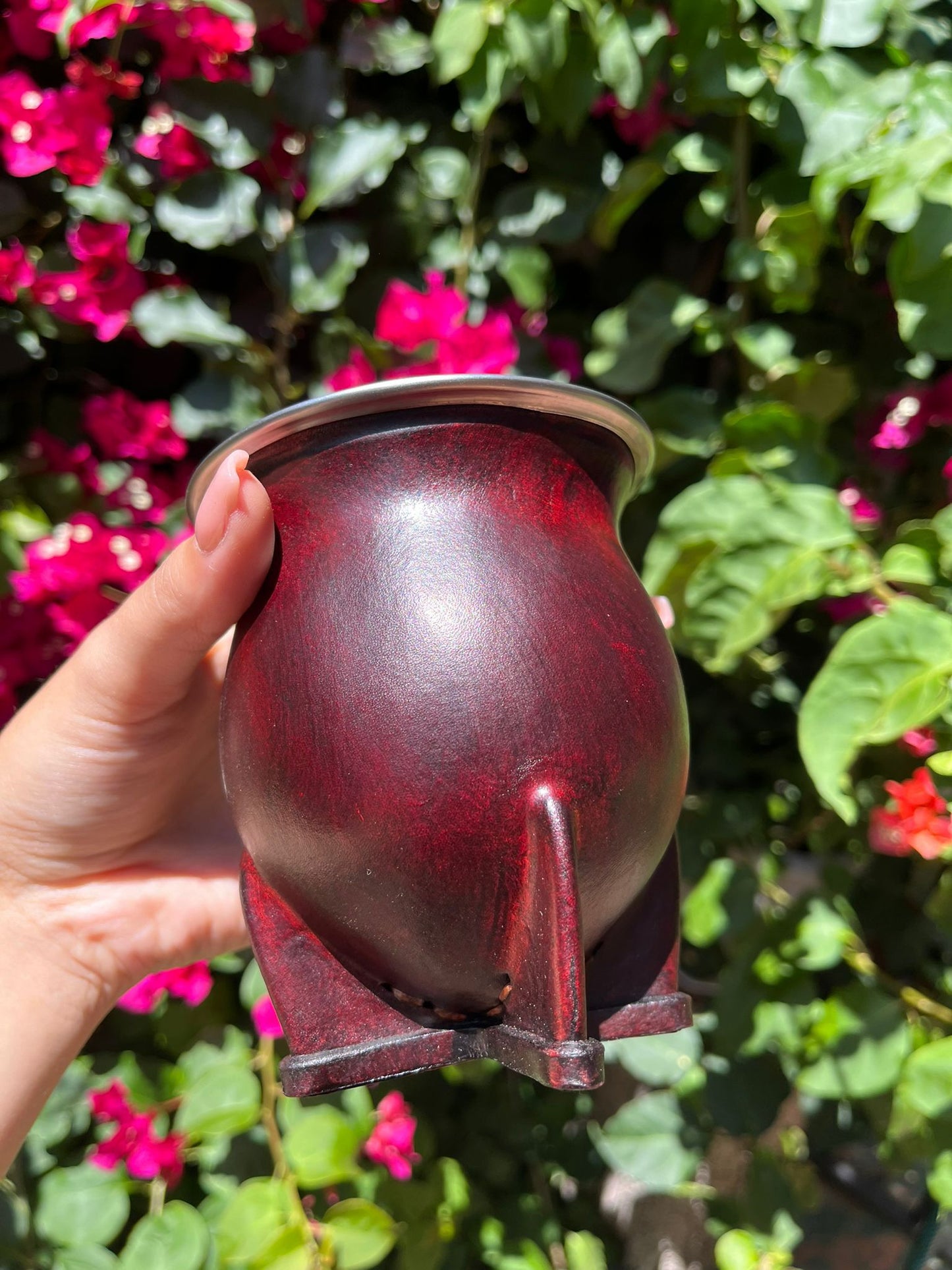 Mate camionero de calabaza forrado en cuero GRABADO LÁSER INCLUIDO.