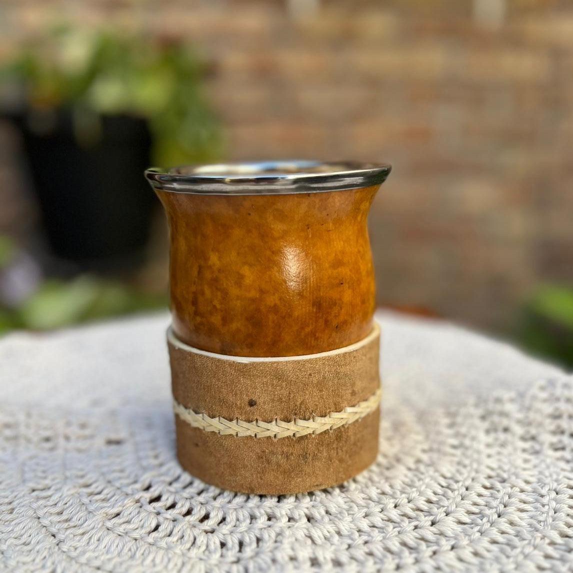 Mate criollo con virola + posamate con costura