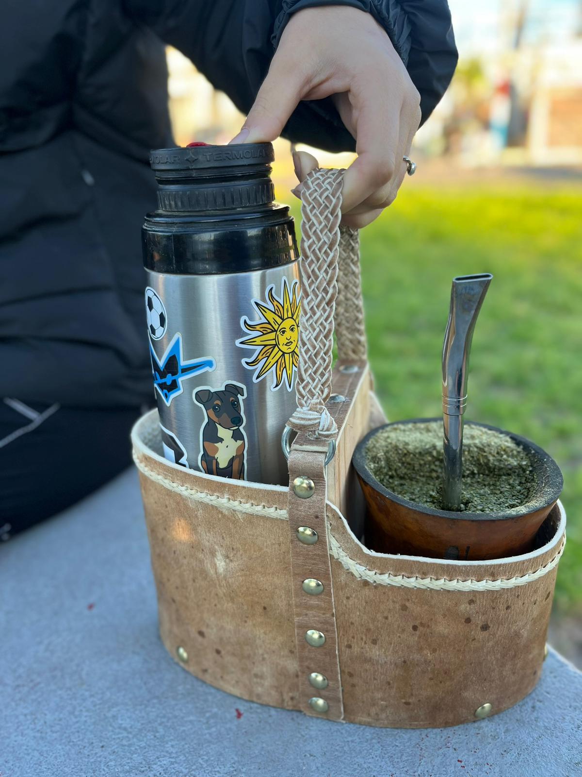 Matera cuero crudo - trenzada