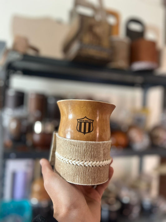 Mate de vuelo pulido + posamate cuero con costura