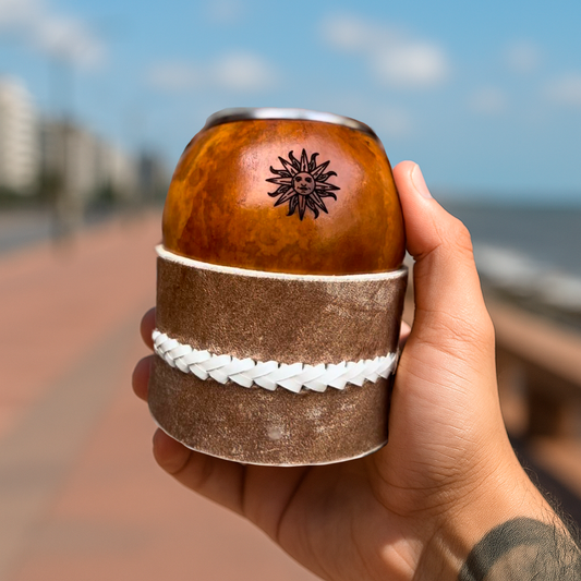 Mate pulido virola chata + posamate cuero costura