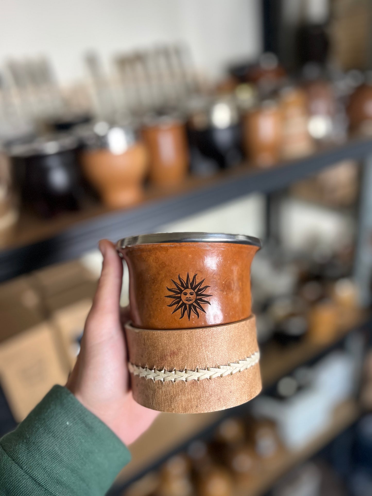 Mate criollo con virola + posamate con costura