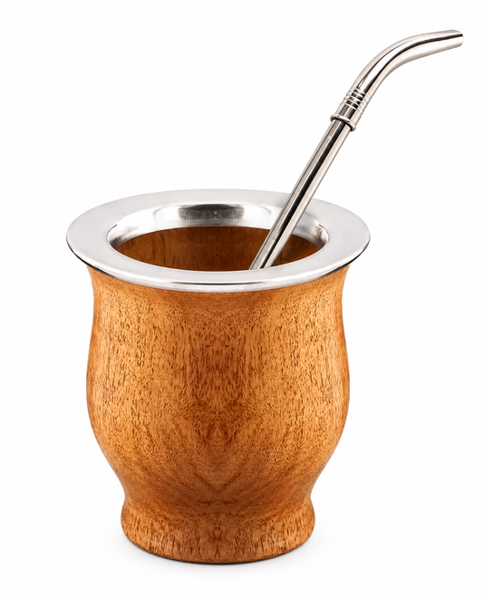 Mate camionero de algarrobo + bombilla alpaca pico de loro