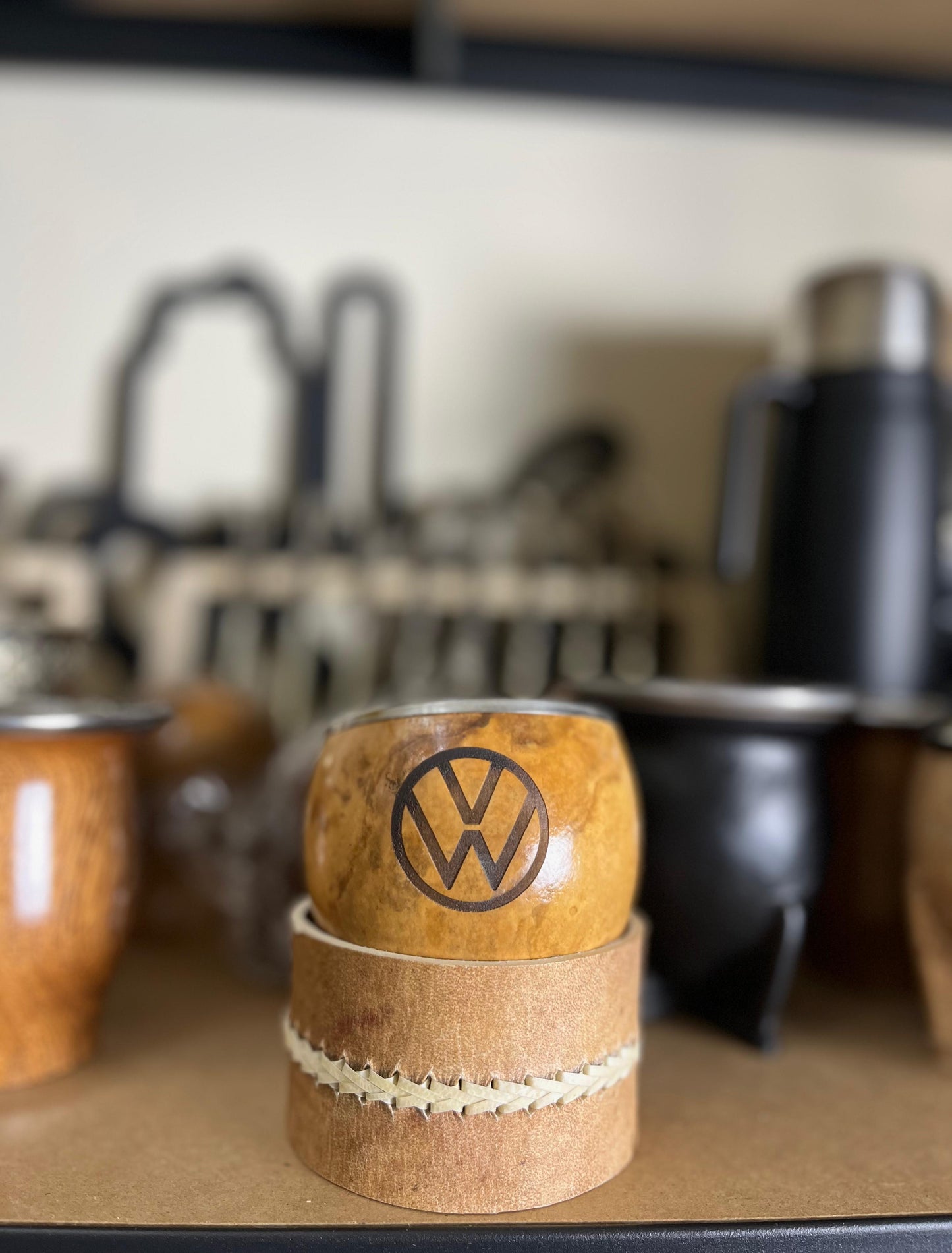 Mate pulido virola chata + posamate cuero costura