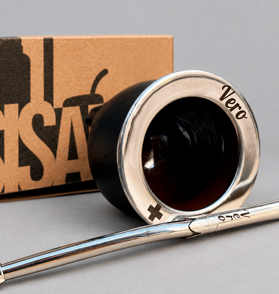 Mate camionero de cuero + bombilla de alpaca personalizados